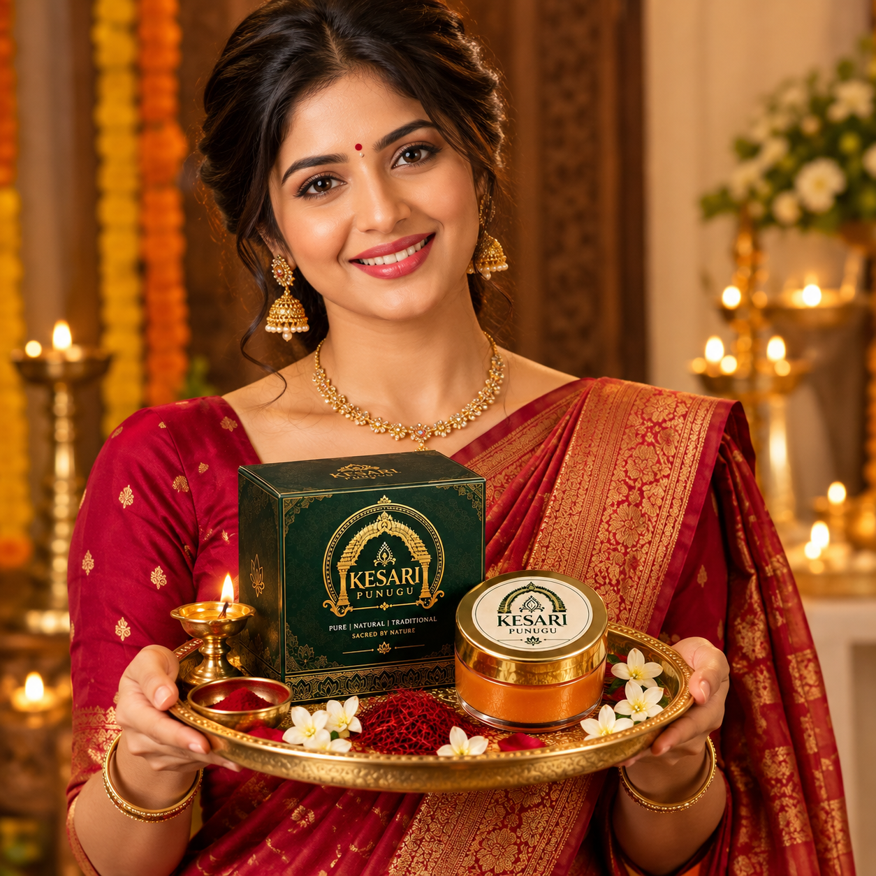 Kesari Punugu jar displayed for pooja